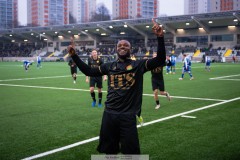 20260307 GAIS Shalom Ekong jublar efter att ha gjort 5-1 under fotbollsmatchen i Svenska Cupen mellan GAIS och IFK Norrköping den 7 mars 2026 på Nordic Wellness Arena i Göteborg. 
Foto: Filip Kauffeldt