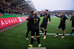 20260307 GAIS jublar efter att Shalom Ekong gjort 5-1 under fotbollsmatchen i Svenska Cupen mellan GAIS och IFK Norrköping den 7 mars 2026 på Nordic Wellness Arena i Göteborg. 
Foto: Filip Kauffeldt