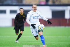 20240210 IK Oddevolds Linus Tornblad under träningsmatchen mellan GAIS och IK Oddevold på Valhalla IP den 10 februari 2024 i Göteborg.