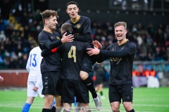 20240210 GAIS Axel Norén, Mohamed Bawa, Anes Cardaklija, Alexander Ahl Holmström under träningsmatchen mellan GAIS och IK Oddevold på Valhalla IP den 10 februari 2024 i Göteborg.