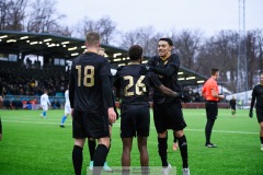 20240210 GAIS Chovanie Amatkarijo, Alexander Ahl Holmström, Mohamed Bawa under träningsmatchen mellan GAIS och IK Oddevold på Valhalla IP den 10 februari 2024 i Göteborg.