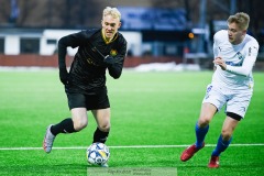 20240210 GAIS Robin Wendin Thomasson under träningsmatchen mellan GAIS och IK Oddevold på Valhalla IP den 10 februari 2024 i Göteborg.