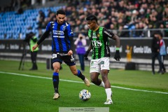 202401110 GAIS Chovanie Amatkarijo och IK Sirius Joakim Persson under fotbollsmatchen mellan GAIS och IK Sirius  i Allsvenskan den 10 november 2024 på Gamla Ullevi i Göteborg.