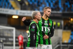 202401110 GAIS Jonas Lindberg och Gustav Lundgren under fotbollsmatchen mellan GAIS och IK Sirius  i Allsvenskan den 10 november 2024 på Gamla Ullevi i Göteborg.