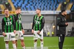202401110 GAIS Filip Gustafsson, Alexander Ahl Holmström och Axel Norén under fotbollsmatchen mellan GAIS och IK Sirius  i Allsvenskan den 10 november 2024 på Gamla Ullevi i Göteborg.