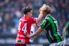 20260503 ÖIS Hampus Gustafsson och GAIS Rasmus Niklasson Petrovic under fotbollsmatchen i Allsvenskan mellan GAIS och ÖIS den 3 maj 2026 på Gamla Ullevi i Göteborg. 
Foto: Filip Kauffeldt