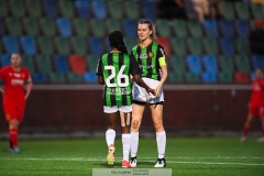 20240915 GAIS Zara Belizel och Maria Kalméus under fotbollsmatchen mellan GAIS och Torslanda IK B  i Division 5 den 15 september 2024 på Valhalla IP i Göteborg.