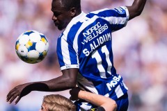 20250817 IFK Göteborgs Saidou Alioum Moubarak och AIKs Eskil Edh under fotbollsmatchen mellan IFK Göteborg och AIK i Allsvenskan den 17 augusti 2025 på Gamla Ullevi i Göteborg.