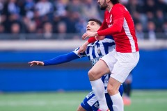 20260308 Degerfors IFs Dijan Vukojevic och IFK Göteborg Gabriel Elias Ersoy under fotbollsmatchen i Svenska Cupen mellan IFK Göteborg och Degerfors IF den 8 mars 2026 på Nordic Wellness Arena i Göteborg. 
Foto: Filip Kauffeldt