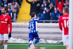 20260308 IFK Göteborg Kolbeinn Thordarson jublar efter att ha gjort 2-0 under fotbollsmatchen i Svenska Cupen mellan IFK Göteborg och Degerfors IF den 8 mars 2026 på Nordic Wellness Arena i Göteborg. 
Foto: Filip Kauffeldt