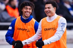 20260308 IFK Göteborg Sebastian Clemmensen och Alexander Jallow under fotbollsmatchen i Svenska Cupen mellan IFK Göteborg och Degerfors IF den 8 mars 2026 på Nordic Wellness Arena i Göteborg. 
Foto: Filip Kauffeldt