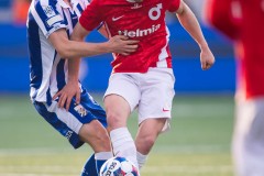 20260308 IFK Göteborg August Erlingmark och Degerfors IFs Ludvig Fritzson under fotbollsmatchen i Svenska Cupen mellan IFK Göteborg och Degerfors IF den 8 mars 2026 på Nordic Wellness Arena i Göteborg. 
Foto: Filip Kauffeldt