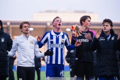 20260308 IFK Göteborg Alfons Borén, Benjamin Brantlind, Alexander Carlsson och Kolbeinn Thordarson efter fotbollsmatchen i Svenska Cupen mellan IFK Göteborg och Degerfors IF den 8 mars 2026 på Nordic Wellness Arena i Göteborg. 
Foto: Filip Kauffeldt