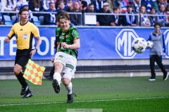 20250428 GAIS Axel Henriksson under fotbollsmatchen mellan IFK Göteborg och GAIS i Allsvenskan den 28 april 2025 på Gamla Ullevi i Göteborg.