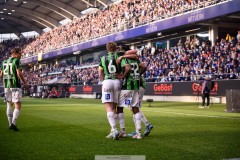 20250428 GAIS August Wängberg och Harun Ibrahim under fotbollsmatchen mellan IFK Göteborg och GAIS i Allsvenskan den 28 april 2025 på Gamla Ullevi i Göteborg.