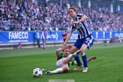 20250428 IFK Göteborgs August Erlingmark och GAIS August Wängberg under fotbollsmatchen mellan IFK Göteborg och GAIS i Allsvenskan den 28 april 2025 på Gamla Ullevi i Göteborg.