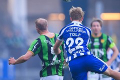20250428 GAIS Gustav Lundgren och IFK Göteborgs Noah Tolf under fotbollsmatchen mellan IFK Göteborg och GAIS i Allsvenskan den 28 april 2025 på Gamla Ullevi i Göteborg.