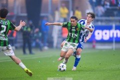 20250428 GAIS Amin Boudri och IFK Göteborgs Eman Markovic under fotbollsmatchen mellan IFK Göteborg och GAIS i Allsvenskan den 28 april 2025 på Gamla Ullevi i Göteborg.