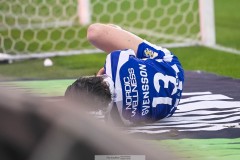 20250428 IFK Göteborgs Gustav Svensson under fotbollsmatchen mellan IFK Göteborg och GAIS i Allsvenskan den 28 april 2025 på Gamla Ullevi i Göteborg.