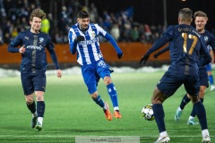 20240126 IFK Göteborgs Melvin Koliqi under träningsmatchen IFK Göteborg och Halmstads BK på Valhalla IP den 26 januari 2024 i Göteborg.