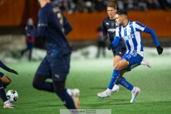 20240126 IFK Göteborgs Thomas Santos under träningsmatchen IFK Göteborg och Halmstads BK på Valhalla IP den 26 januari 2024 i Göteborg.