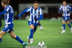 20240126 IFK Göteborgs Thomas Santos under träningsmatchen IFK Göteborg och Halmstads BK på Valhalla IP den 26 januari 2024 i Göteborg.