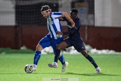 20240126 IFK Göteborgs Gustav Svensson under träningsmatchen IFK Göteborg och Halmstads BK på Valhalla IP den 26 januari 2024 i Göteborg.