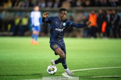 20240126 Halmstads BKs Naeem Mohammed under träningsmatchen IFK Göteborg och Halmstads BK på Valhalla IP den 26 januari 2024 i Göteborg.