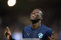 20240126 Halmstads BKs Naeem Mohammed under träningsmatchen IFK Göteborg och Halmstads BK på Valhalla IP den 26 januari 2024 i Göteborg.