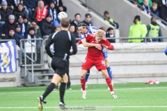 20240225 Skövde AIKs Emil Skillermo och IFK Göteborgs Gustav Svensson under fotbollsmatchen i Svenska Cupen 2024 mellan IFK Göteborg och Skövde AIK den 25 februari 2024 i Göteborg.