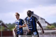 20240810 IFK Skövdes Edwin Mahisa under fotbollsmatchen i Div 2 Norra Götaland mellan IFK Skövde och Ahlafors IF den 10 augusti 2024 på Södermalms IP i Skövde.