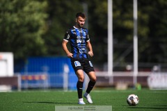 20240810 IFK Skövdes Edin Salihovic under fotbollsmatchen i Div 2 Norra Götaland mellan IFK Skövde och Ahlafors IF den 10 augusti 2024 på Södermalms IP i Skövde.