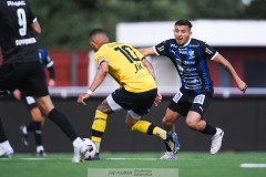 20240810 IFK Skövdes Ahmed Abdalrahman under fotbollsmatchen i Div 2 Norra Götaland mellan IFK Skövde och Ahlafors IF den 10 augusti 2024 på Södermalms IP i Skövde.