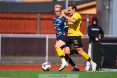 20240810 IFK Skövdes Edvin Eriksson under fotbollsmatchen i Div 2 Norra Götaland mellan IFK Skövde och Ahlafors IF den 10 augusti 2024 på Södermalms IP i Skövde.