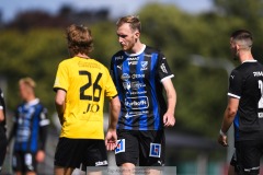 20240810 IFK Skövdes Emil Ring under fotbollsmatchen i Div 2 Norra Götaland mellan IFK Skövde och Ahlafors IF den 10 augusti 2024 på Södermalms IP i Skövde.