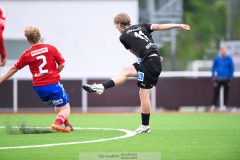 20240609 IFK Skövdes David Frisk under fotbollsmatchen i Div 2 Norra Götaland mellan IFK Skövde och IK Gauthiod den 9 juni 2024 på Södermalms IP i Skövde.