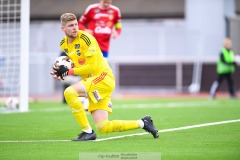 20240609 IK Gauthiods Alfred Larsson under fotbollsmatchen i Div 2 Norra Götaland mellan IFK Skövde och IK Gauthiod den 9 juni 2024 på Södermalms IP i Skövde.