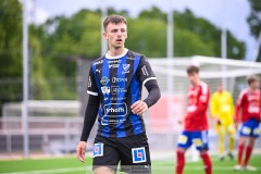 20240609 IFK Skövdes Victor Olsson under fotbollsmatchen i Div 2 Norra Götaland mellan IFK Skövde och IK Gauthiod den 9 juni 2024 på Södermalms IP i Skövde.