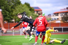 20240609 IFK Skövdes Axel Axelsson under fotbollsmatchen i Div 2 Norra Götaland mellan IFK Skövde och IK Gauthiod den 9 juni 2024 på Södermalms IP i Skövde.
