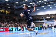 20241226 IFK Skövdes Sebastian Fagerdahl under handbollsmatchen i Handbollsligan mellan IFK Skövde HK och Skånela IF den 27 december 2024 i Arena Skövde i Skövde.