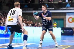 20241226 IFK Skövdes Jacob Gustavsson under handbollsmatchen i Handbollsligan mellan IFK Skövde HK och Skånela IF den 27 december 2024 i Arena Skövde i Skövde.