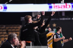 20241209 IFK Skövde under handbollsmatchen mellan IK Sävehof och IFK Skövde  i Handbollsligan herr den 9 december 2024 i Partille Arena i Partille.