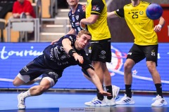 20241209 IFK Skövdes Adam Ljunquist under handbollsmatchen mellan IK Sävehof och IFK Skövde  i Handbollsligan herr den 9 december 2024 i Partille Arena i Partille.