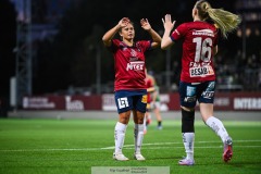 20240915 ÖIS Amna Lihovic och Elin Wallskog Fahlgren under fotbollsmatchen mellan ÖIS och GAIS  i DM Dam den 17 september 2024 på Valhalla IP i Göteborg.