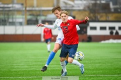 20240127 IK Oddevolds Gustav Forsell under träningsmatchen ÖIS och IK Oddevold på Valhalla IP den 27 januari 2024 i Göteborg.