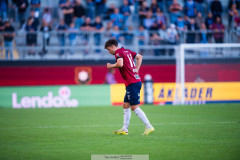 20260720 Örgrytes Daniel Paulson har ont under fotbollsmatchen i Allsvenskan mellan Örgryte IS och Djurgårdens IF den 20 juli 2026 på Gamla Ullevi i Göteborg. 
Foto: Filip Kauffeldt