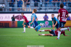 20260720 Djurgårdens Matias Siltanen och Örgrytes William Hofvander under fotbollsmatchen i Allsvenskan mellan Örgryte IS och Djurgårdens IF den 20 juli 2026 på Gamla Ullevi i Göteborg. 
Foto: Filip Kauffeldt