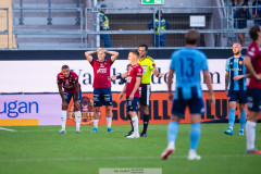 20260720 Örgrytes Mikael Dyrestam, Sebastian Lagerlund deppar efter fotbollsmatchen i Allsvenskan mellan Örgryte IS och Djurgårdens IF den 20 juli 2026 på Gamla Ullevi i Göteborg. 
Foto: Filip Kauffeldt