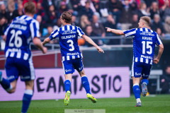 20260518 IFK Göteborgs August Erlingmark jublar efter att ha gjort 0-1 under fotbollsmatchen i Allsvenskan mellan Örgryte IS och IFK Göteborg den 18 maj 2026 på Gamla Ullevi i Göteborg. 
Foto: Filip Kauffeldt