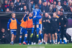 20260518 IFK Göteborgs August Erlingmark jublar efter att ha gjort 0-1 under fotbollsmatchen i Allsvenskan mellan Örgryte IS och IFK Göteborg den 18 maj 2026 på Gamla Ullevi i Göteborg. 
Foto: Filip Kauffeldt